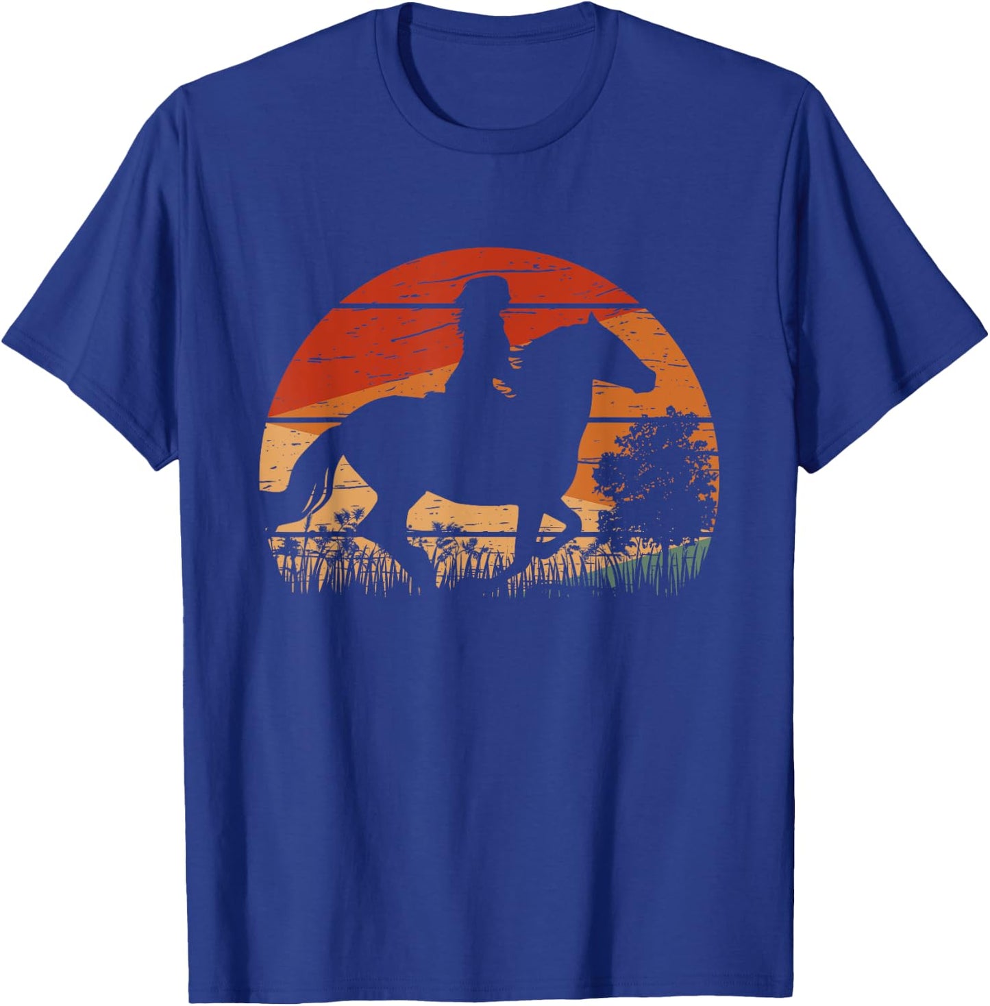 Girl Horse Riding Retro Style Vintage Cowgirl Rodeo Ranch T-Shirt - T-Shirt | Royal
