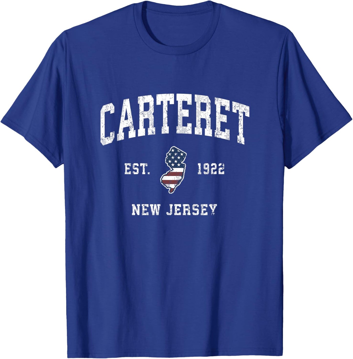 Carteret New Jersey NJ Vintage American Flag Sports Design T-Shirt - T-Shirt | Royal