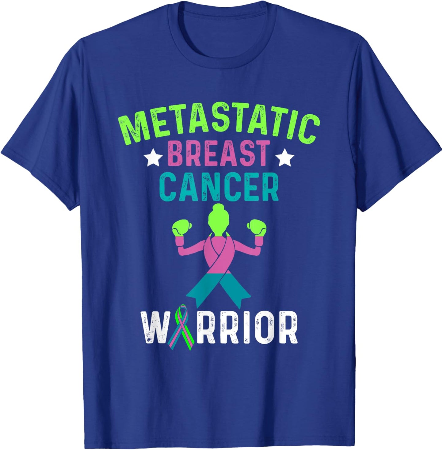 Metastatic Breast Cancer Awareness Tackling Warrior T-Shirt - T-Shirt | Royal
