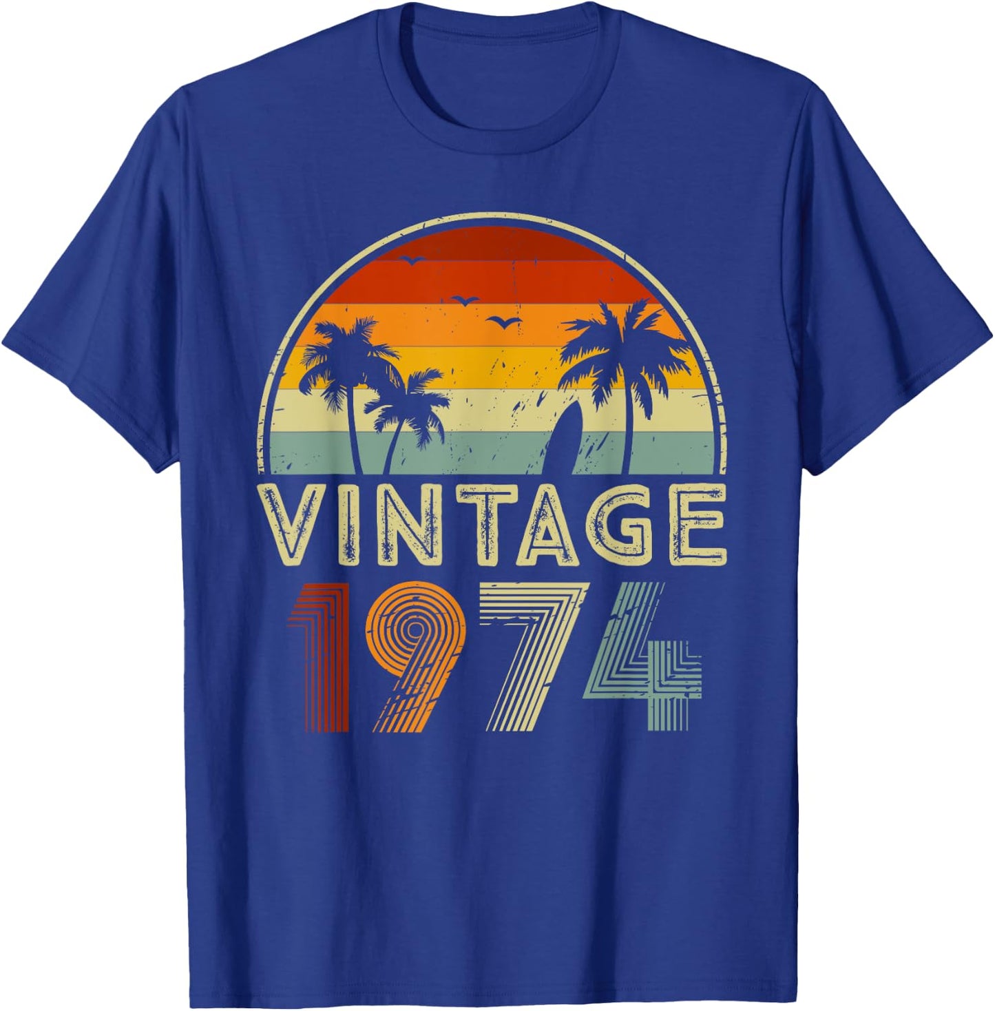 51st Birthday Shirt for 51 Years Old Retro Vintage 1974 Bday T-Shirt - T-Shirt | Royal