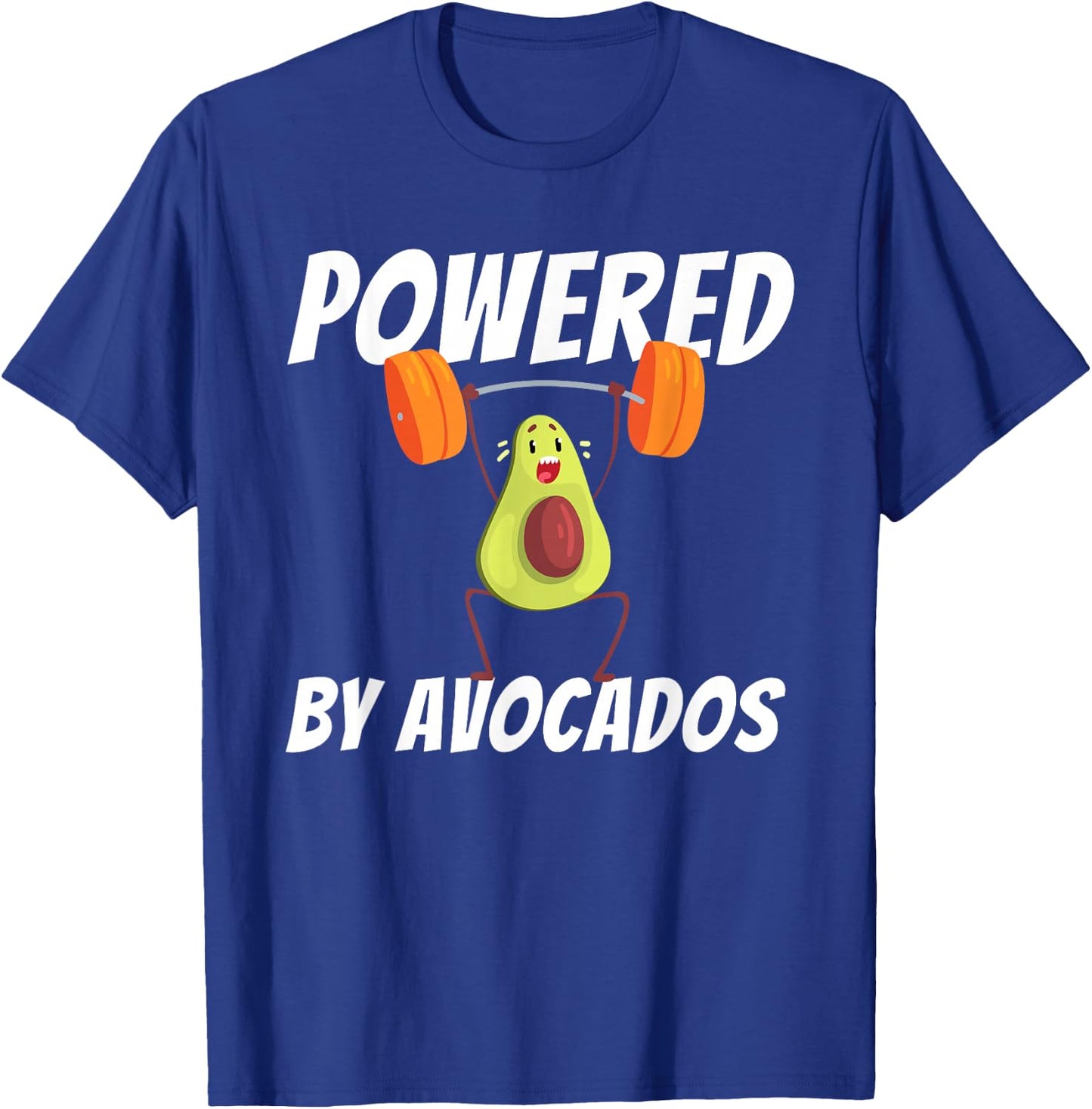 Powered By Avocados Barbell Gym - Avocado Lover & Guacamole T-Shirt - T-Shirt | Royal