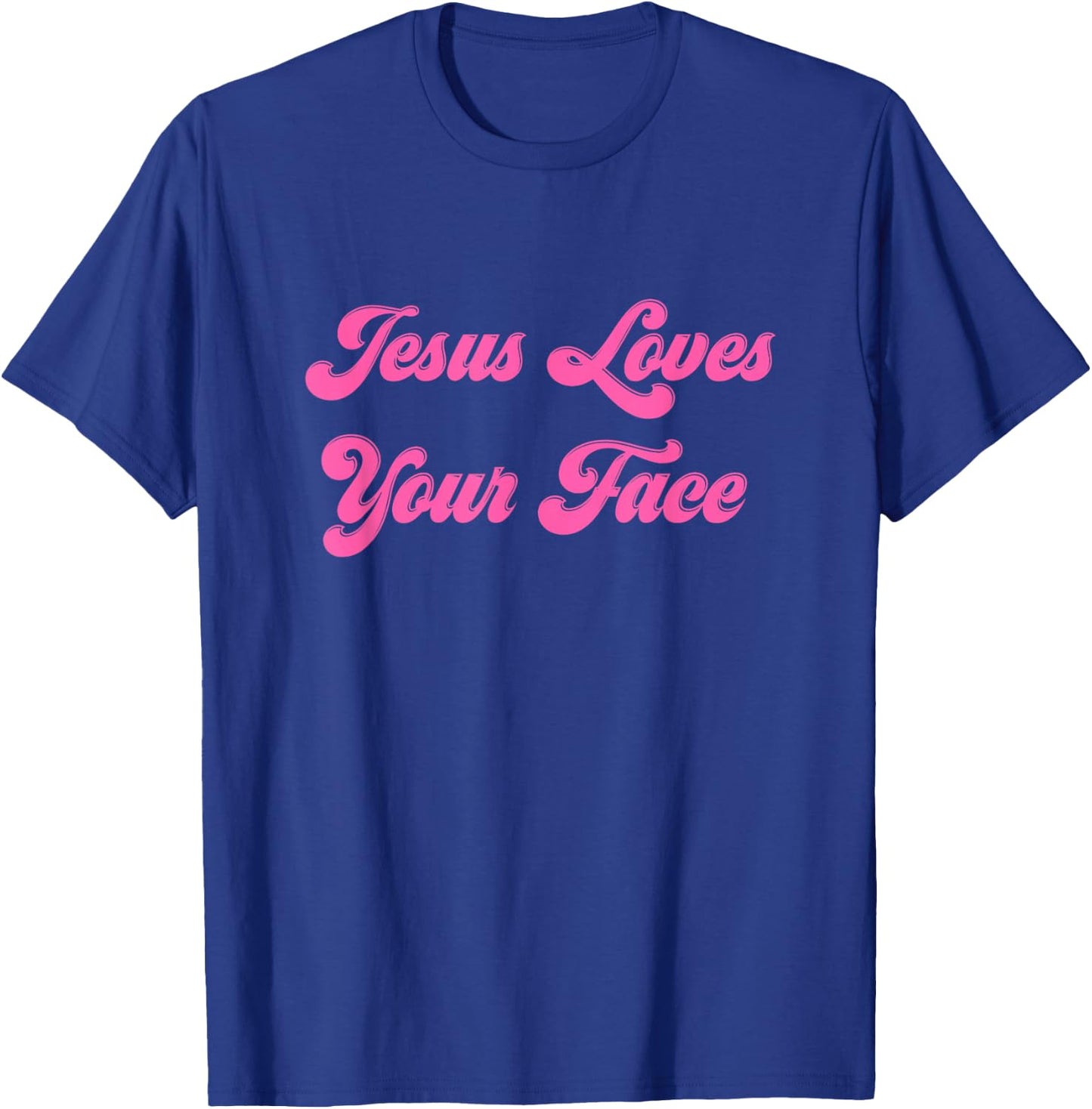 Retro 70s Jesus Loves Your Face For Christian Ladies & Girls T-Shirt - T-Shirt | Royal