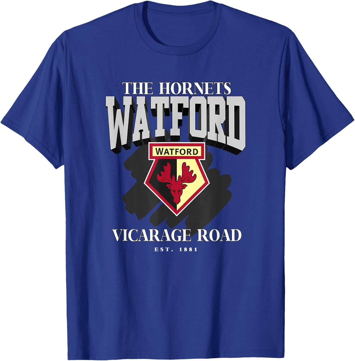 Watford FC The Hornets Vicarage Road Est. 1881 T-Shirt - T-Shirt | Royal
