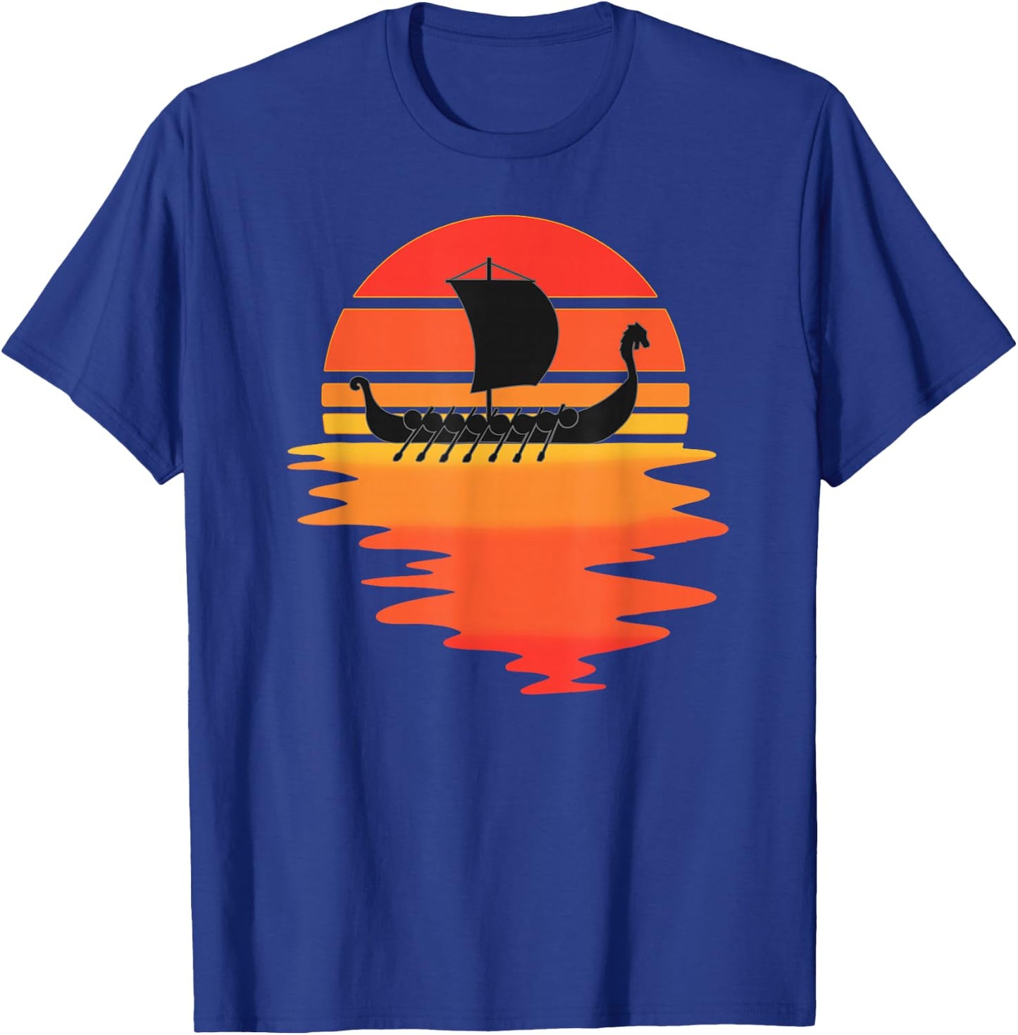 Retro Viking Ship - Cool Water Sunset Ancient Norse T-Shirt - T-Shirt | Royal