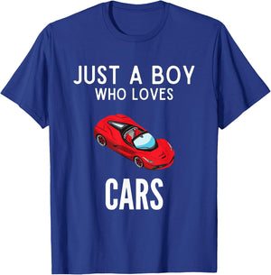 Just A Boy Who Loves Cars Funny Car Lover T-Shirt - T-Shirt | Royal