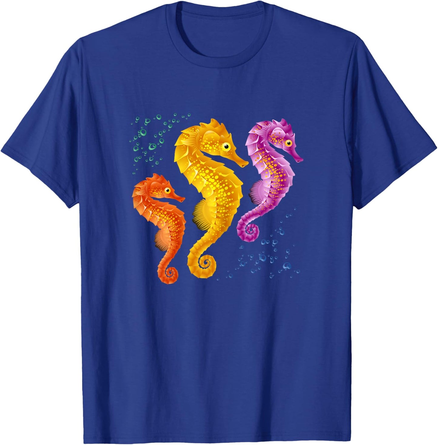 Girls Seahorse Retro Vintage Marine Fish T-Shirt - T-Shirt | Royal