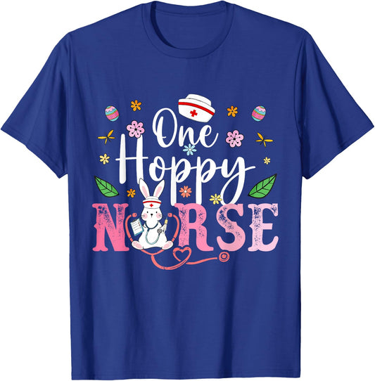 Nurse Squad Nurse Life Stethoscope Easter Bunny Easter Day T-Shirt - T-Shirt | Royal