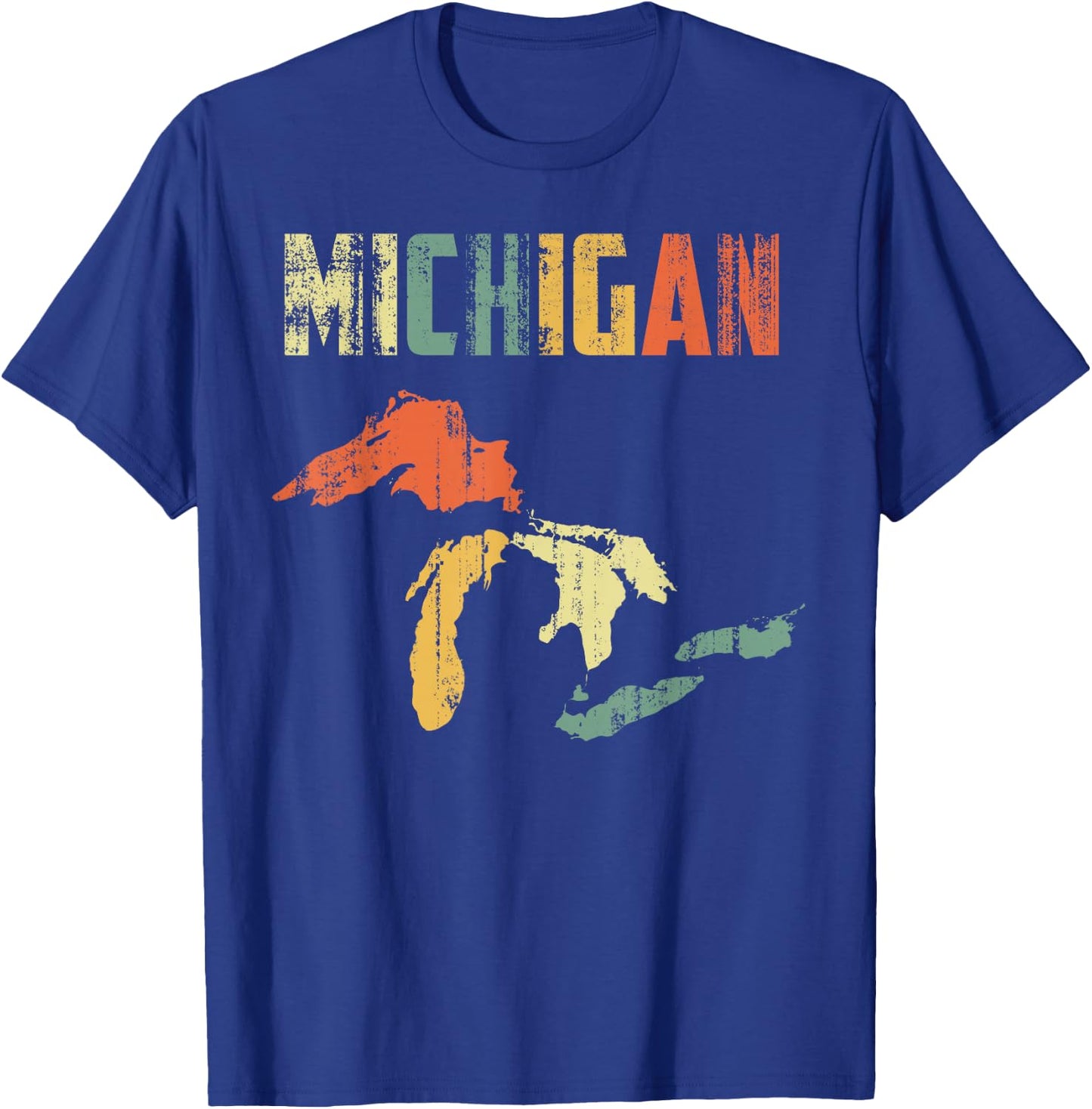 The Great Lakes Largest Water Retro Color Michigan MI Pride Small T-Shirt - T-Shirt | Royal