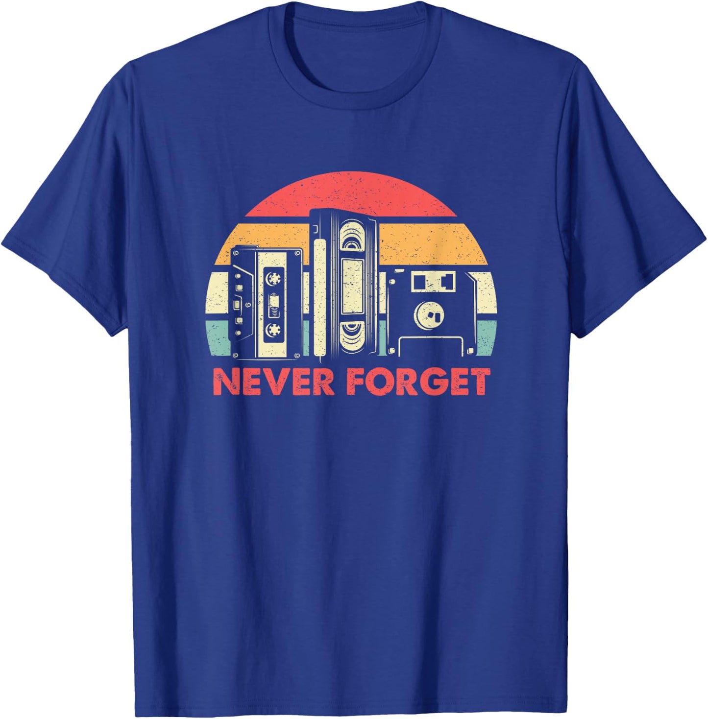 Never Forget Cassette Tape VHS Computer Floppy Disk T-Shirt - T-Shirt | Royal