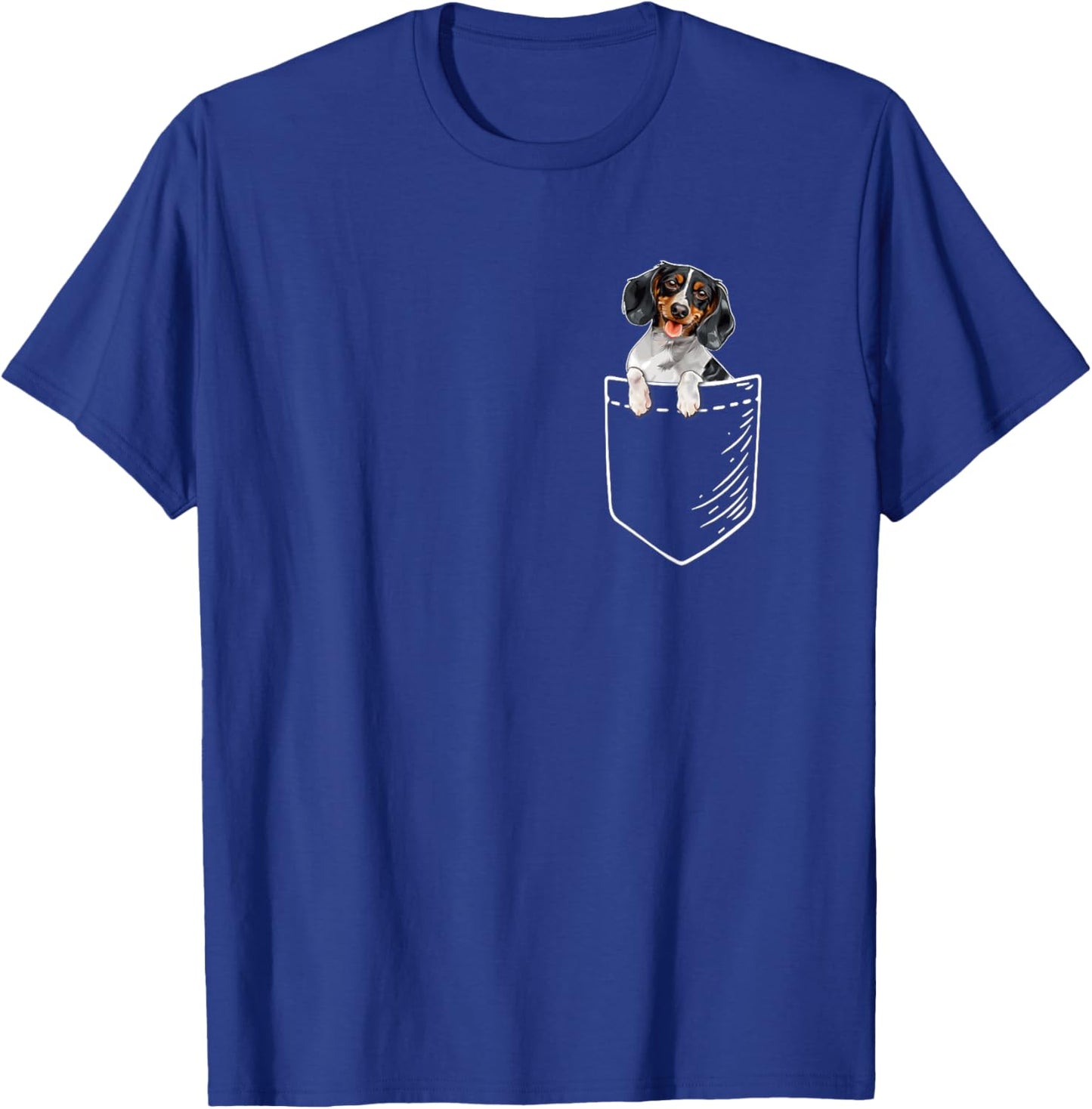 Funny Kids Pocket Piebald Dachshund Lover T-Shirt - T-Shirt | Royal