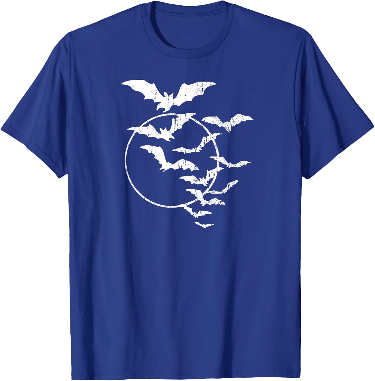 Halloween Swarm of Bats Full Moon Spooky Vintage Art Graphic T-Shirt - T-Shirt | Royal