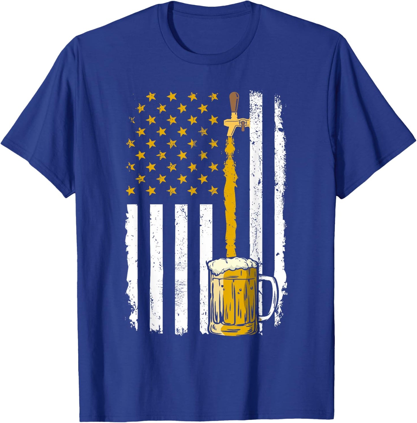 Pouring Beer American Flag Vintage 4th of July Craft Brewery Men T-Shirt - T-Shirt | Royal