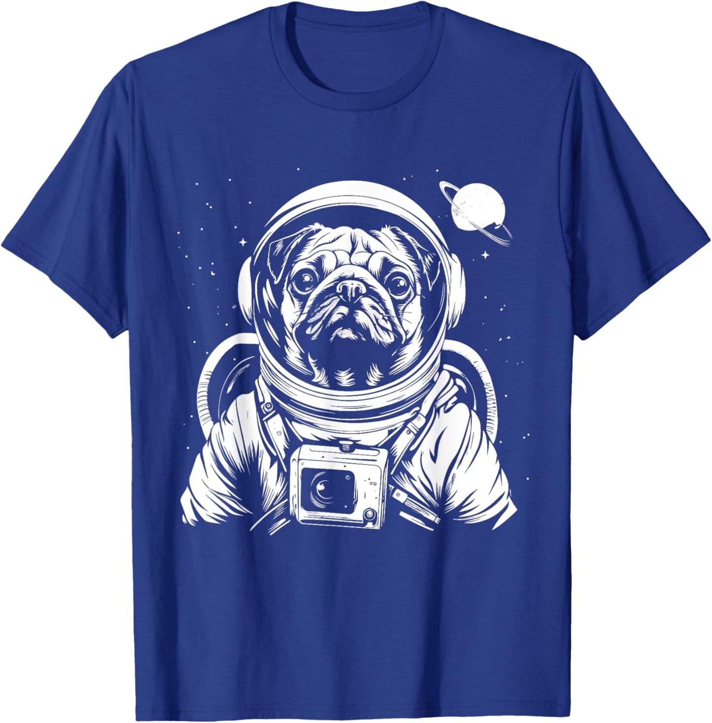 Pug Astronaut Funny Cute Dog Space Suit Men Women Girls Kids T-Shirt - T-Shirt | Royal