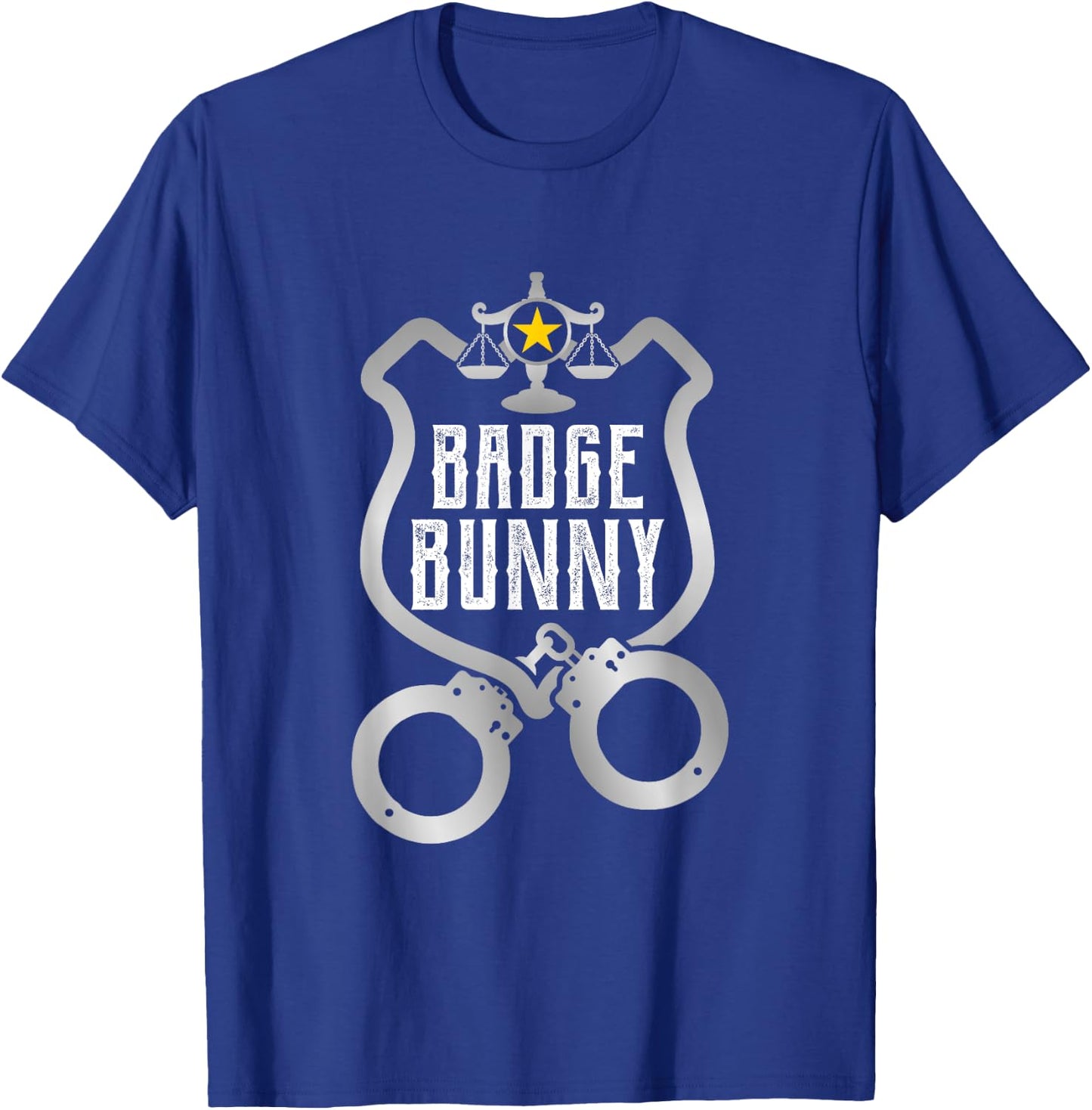 Funny Badge Police Hand Cuffs Bunny Law Enforcement T-Shirt - T-Shirt | Royal