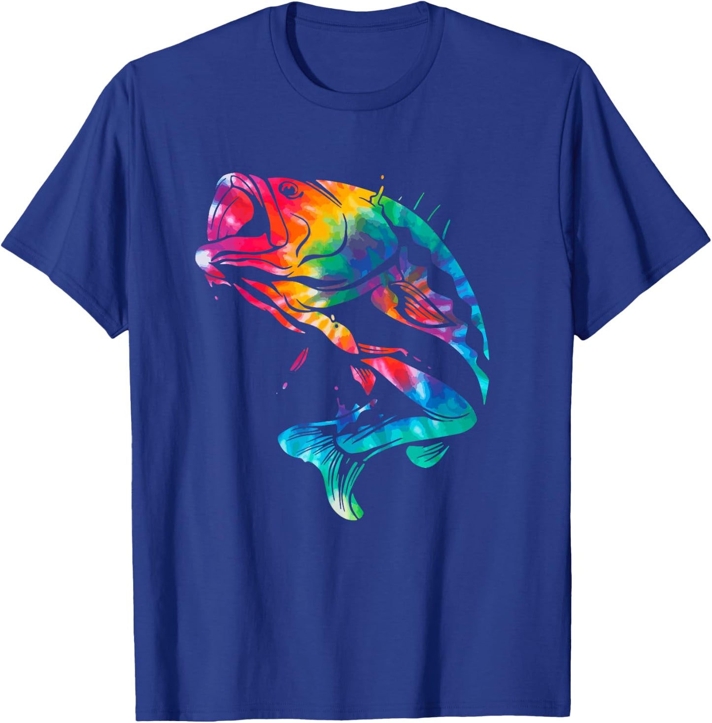 Fish Tie Dye Bass Large Mouth Bass Fishing Fisherman T-Shirt - T-Shirt | Royal