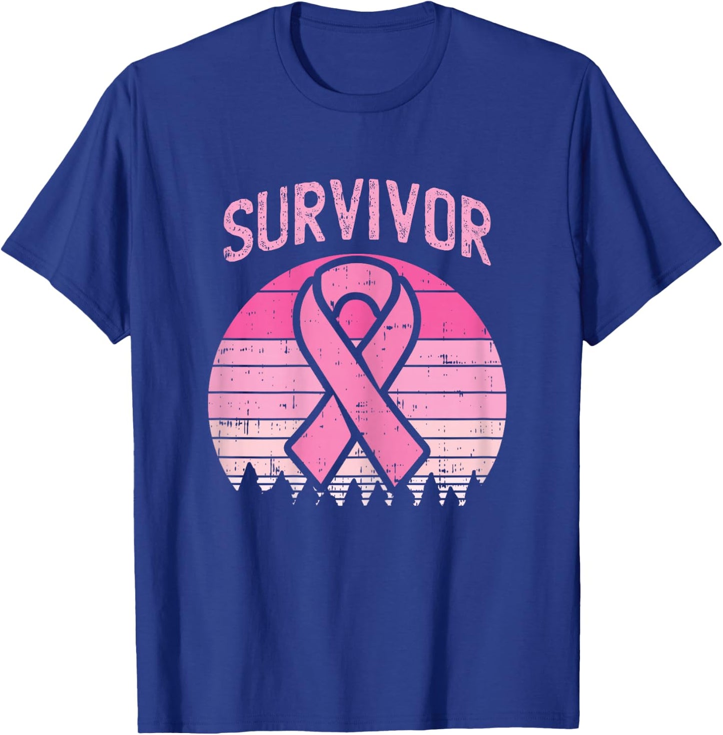 Survivor Retro Breast Cancer Pink Ribbon Awareness Women T-Shirt - T-Shirt | Royal