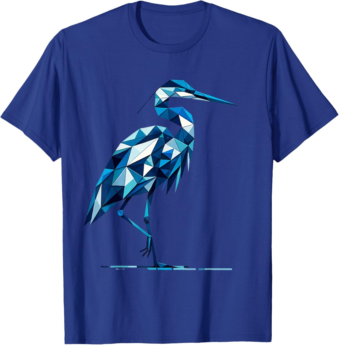 A Geometric Great Blue Heron - Unique Bird Art Design T-Shirt - T-Shirt | Royal