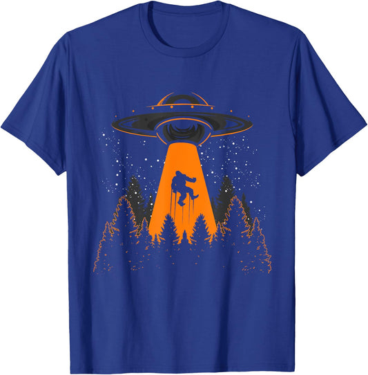 Funny Yeti Sasquatch Alien Bigfoot UFO Abduction Bigfoot T-Shirt - T-Shirt | Royal