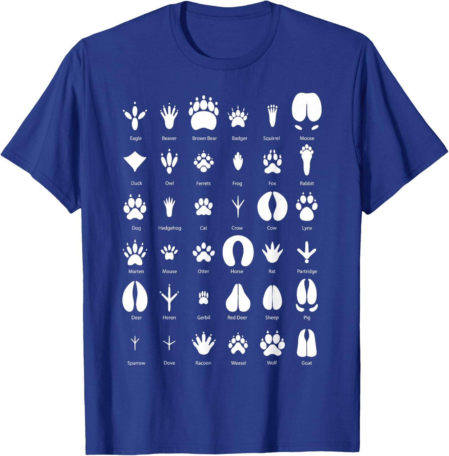 Animals of the Forest Footprint Collection Gift T-Shirt - T-Shirt | Royal