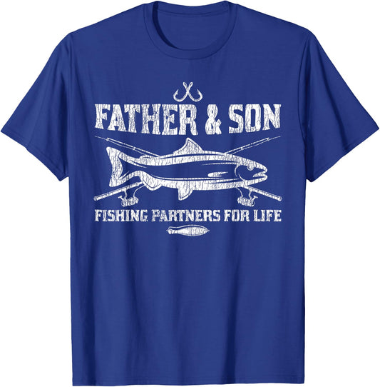 Vintage Partner For Life Father Son Dad Kid Matching Fishing T-Shirt - T-Shirt | Royal