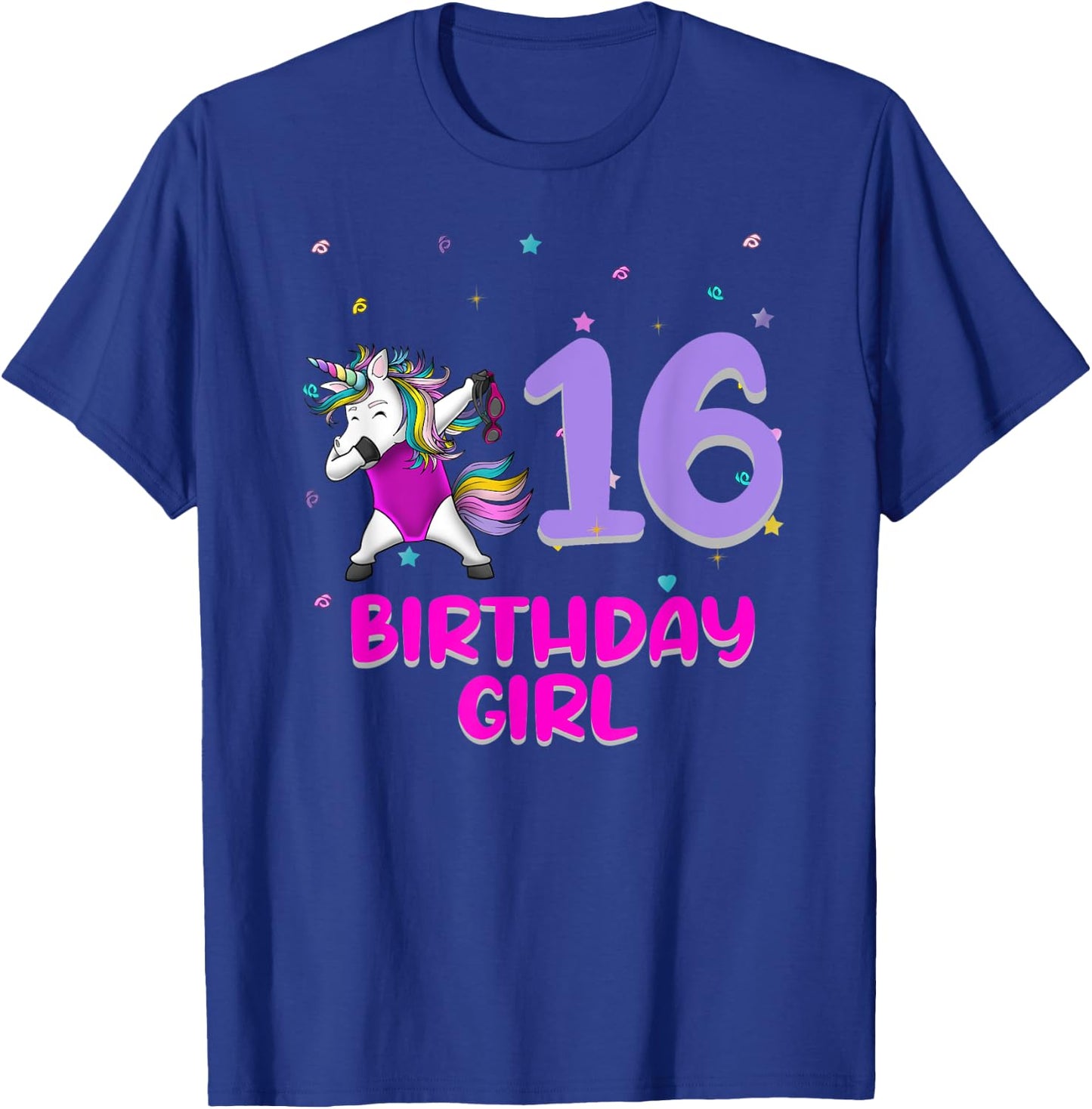 Unicorn Swimsuit 16th Birthday Girl Love Funny 16 Years Old T-Shirt - T-Shirt | Royal