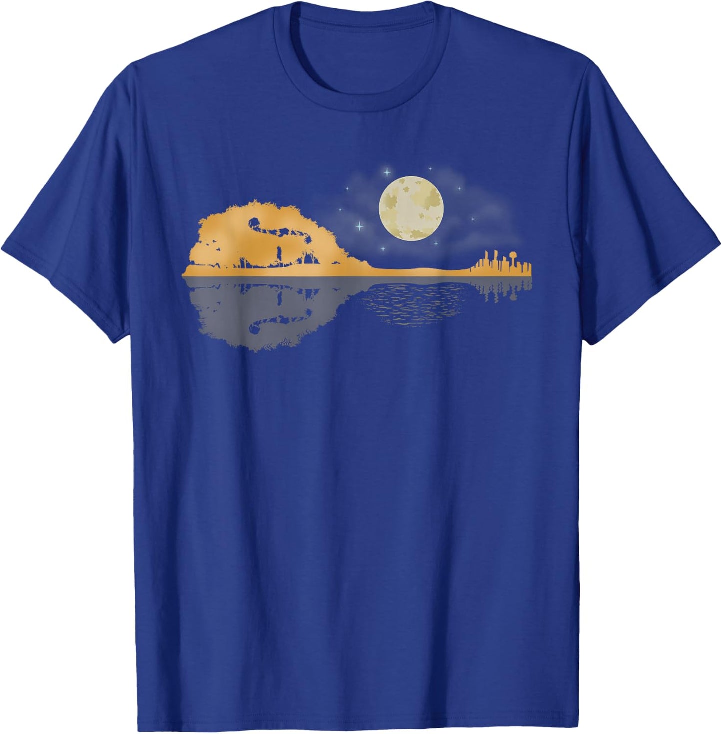 Mandolin Shirt Men Country Music Moon Bluegrass T-Shirt - T-Shirt | Royal
