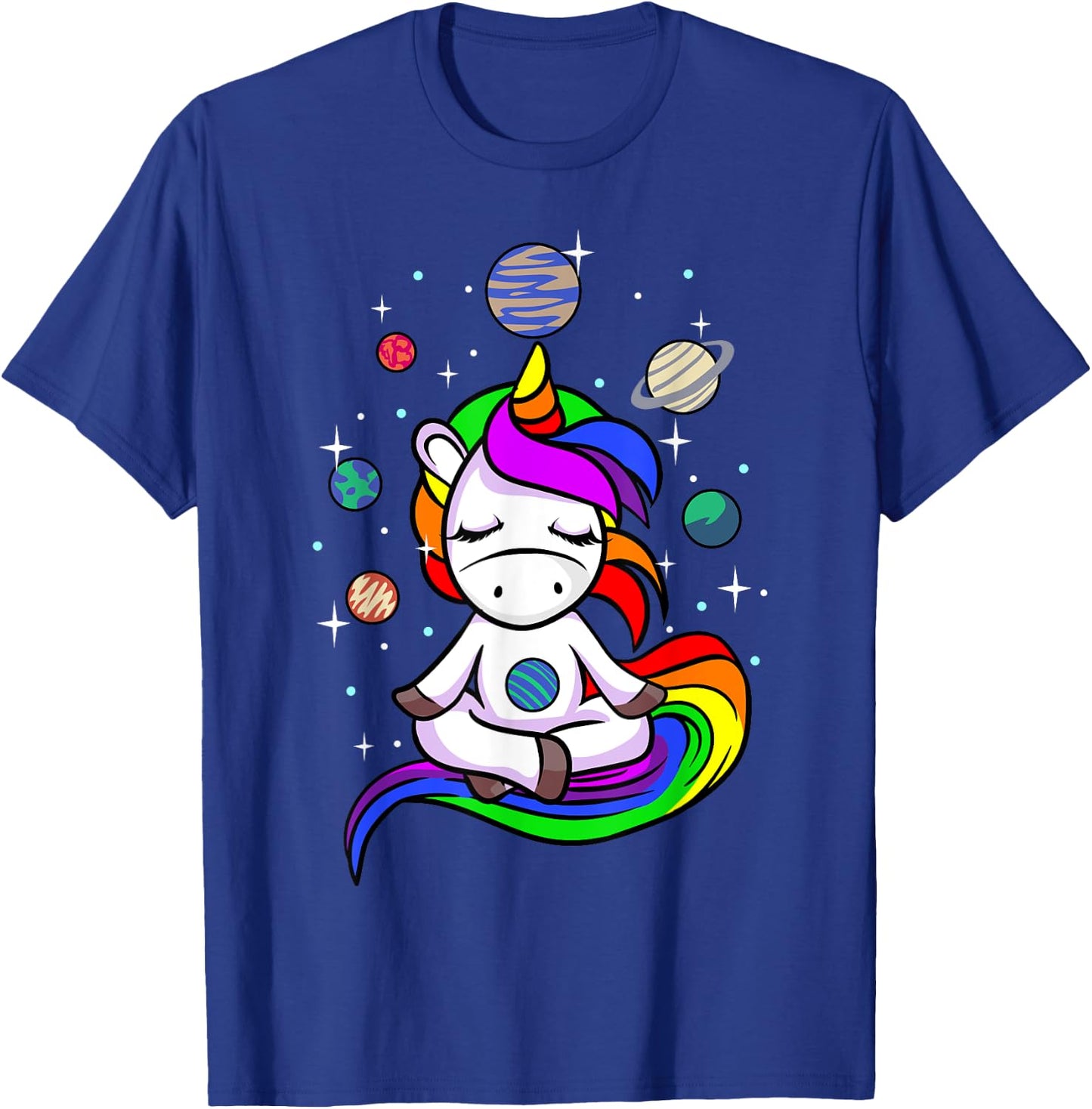 Meditating Unicorn | Buddhist Yoga Meditation Galaxy Space T-Shirt - T-Shirt | Royal