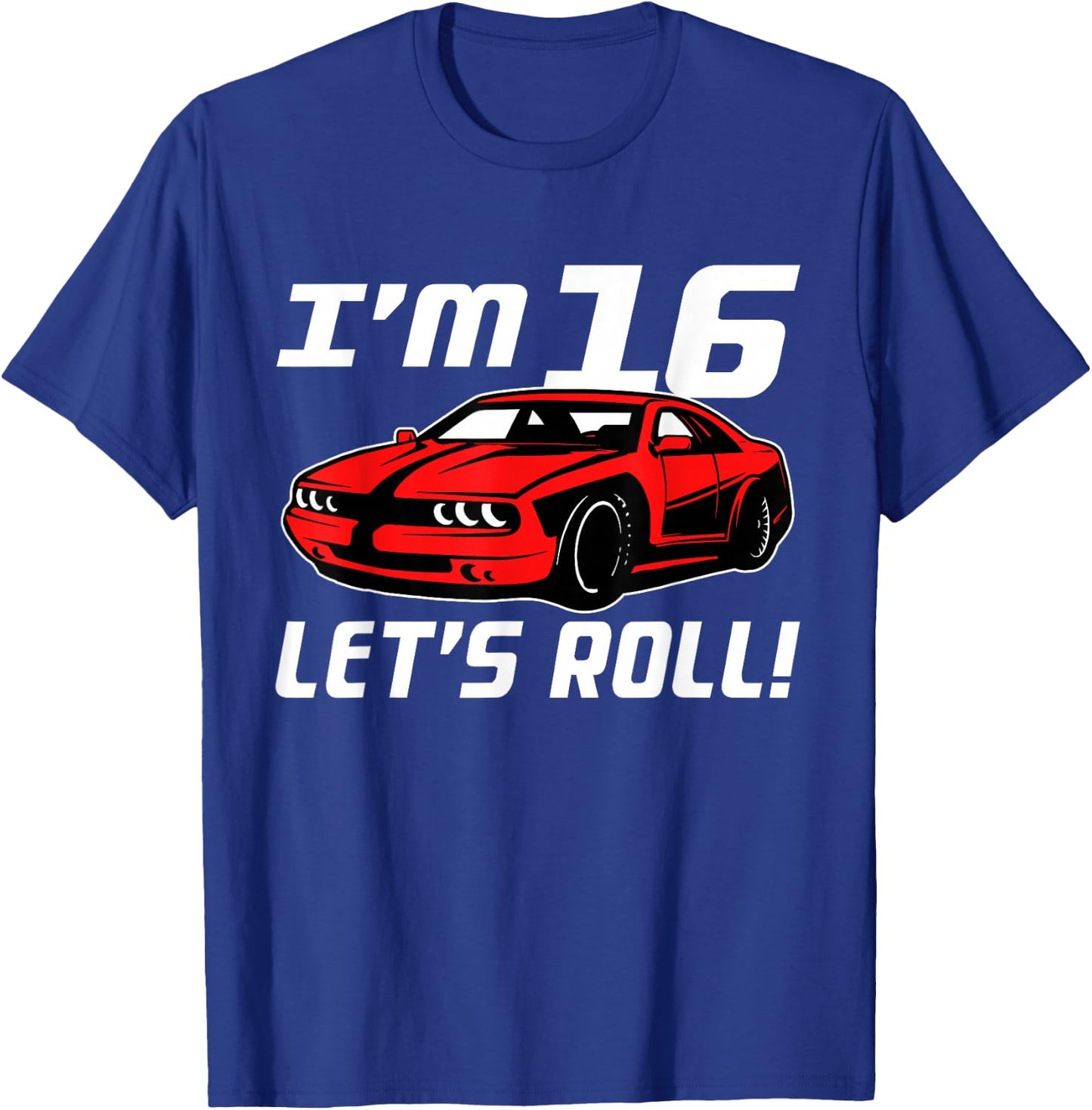 Funny 16th Birthday Gift Race Car Driver Boys 16 Years Old T-Shirt - T-Shirt | Royal