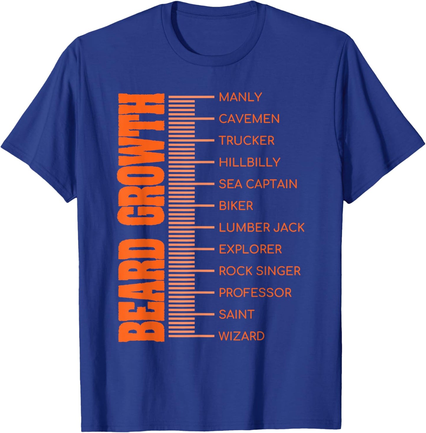 Beard Growth Size Chart Men's Facial Hair Funny Beard T-Shirt - T-Shirt | Royal