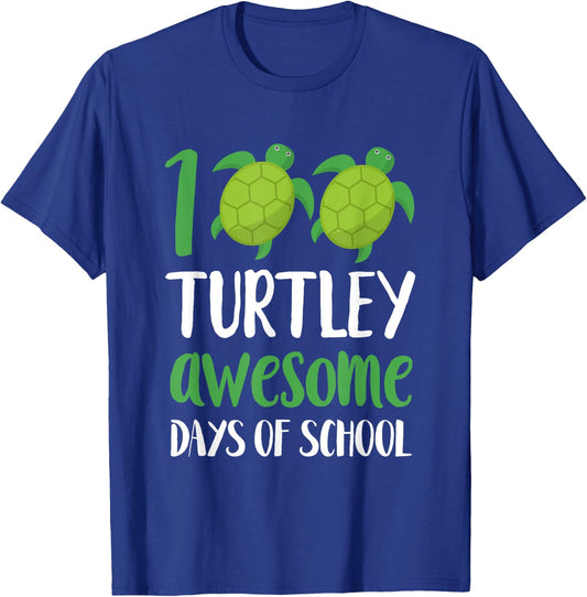 100 Turtley Awesome Days - Cool Turtle 100th Day of School T-Shirt - T-Shirt | Royal