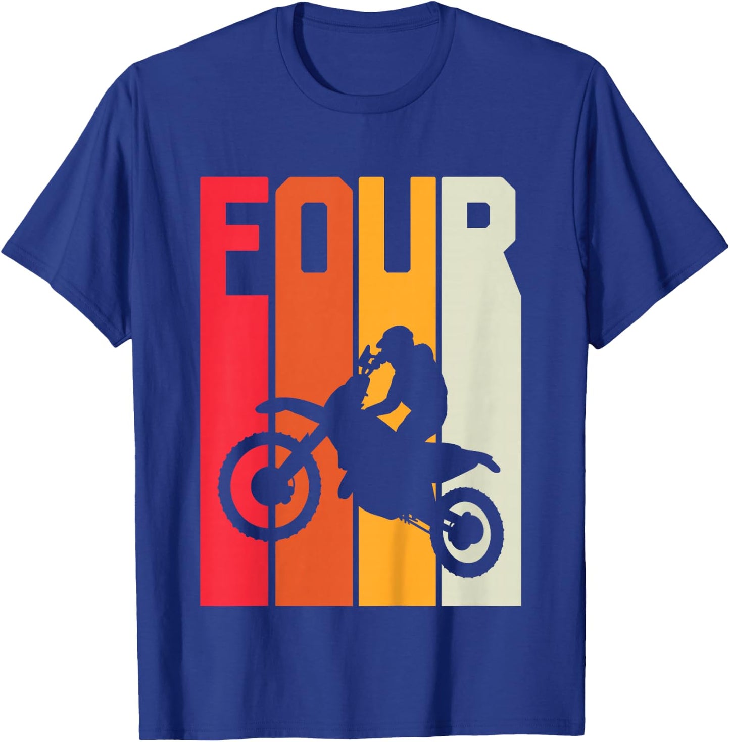 4th Birthday Retro Motocross 4 Years Boys Girl Dirt Bike T-Shirt - T-Shirt | Royal