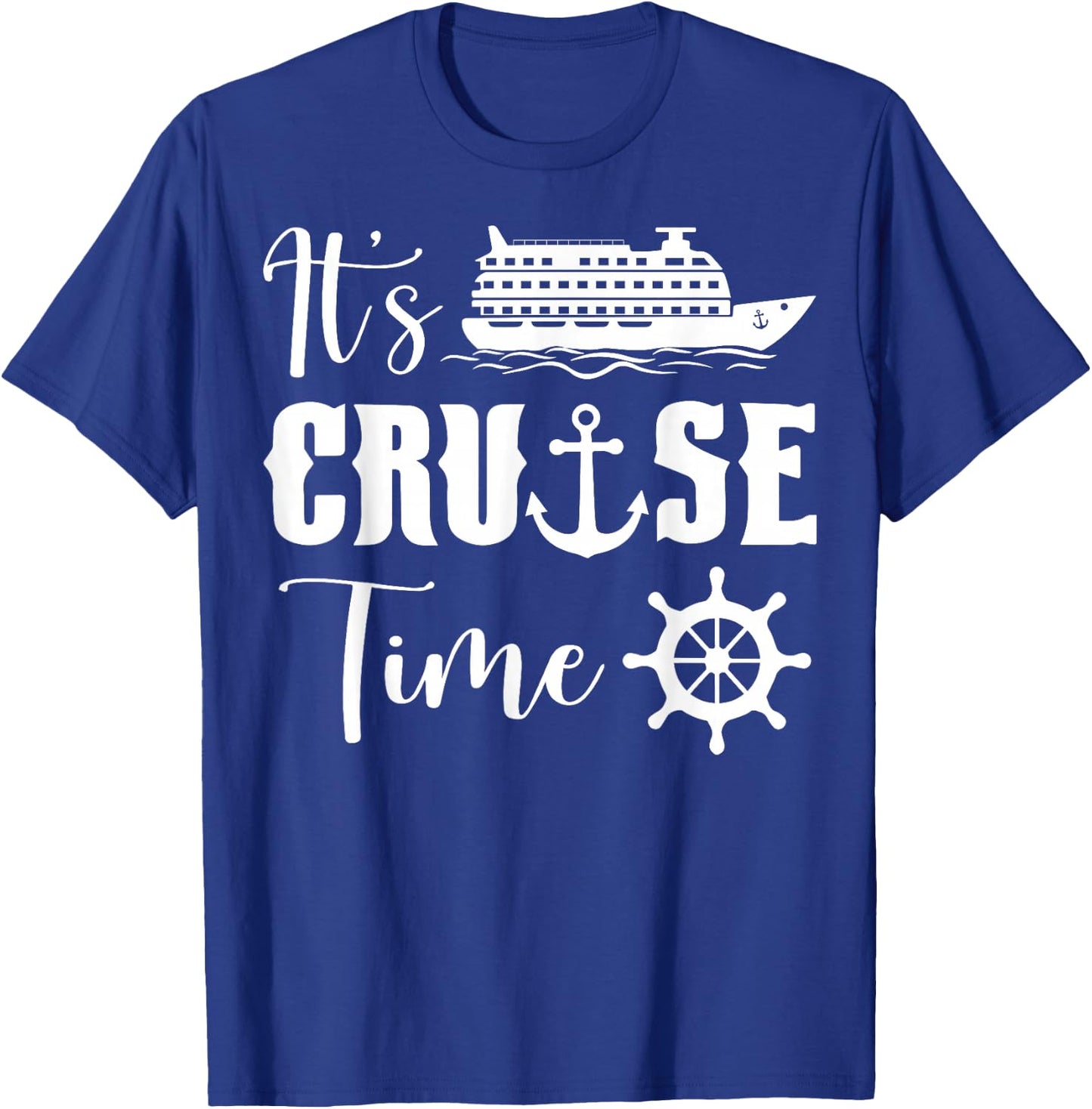 Funny It's Cruise Time Shirt - Black - Small - Short Sleeve - Cotton Blend - Exclusive Novelly Design, Embroidery T-Shirt - T-Shirt | Royal