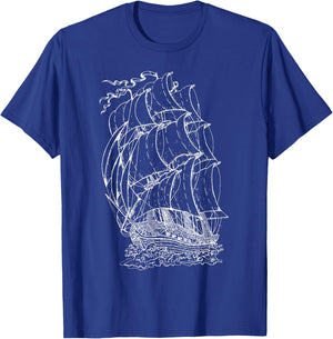 Pirate Ship Vintage Retro Nautical Sailing Boat Captain T-Shirt - T-Shirt | Royal