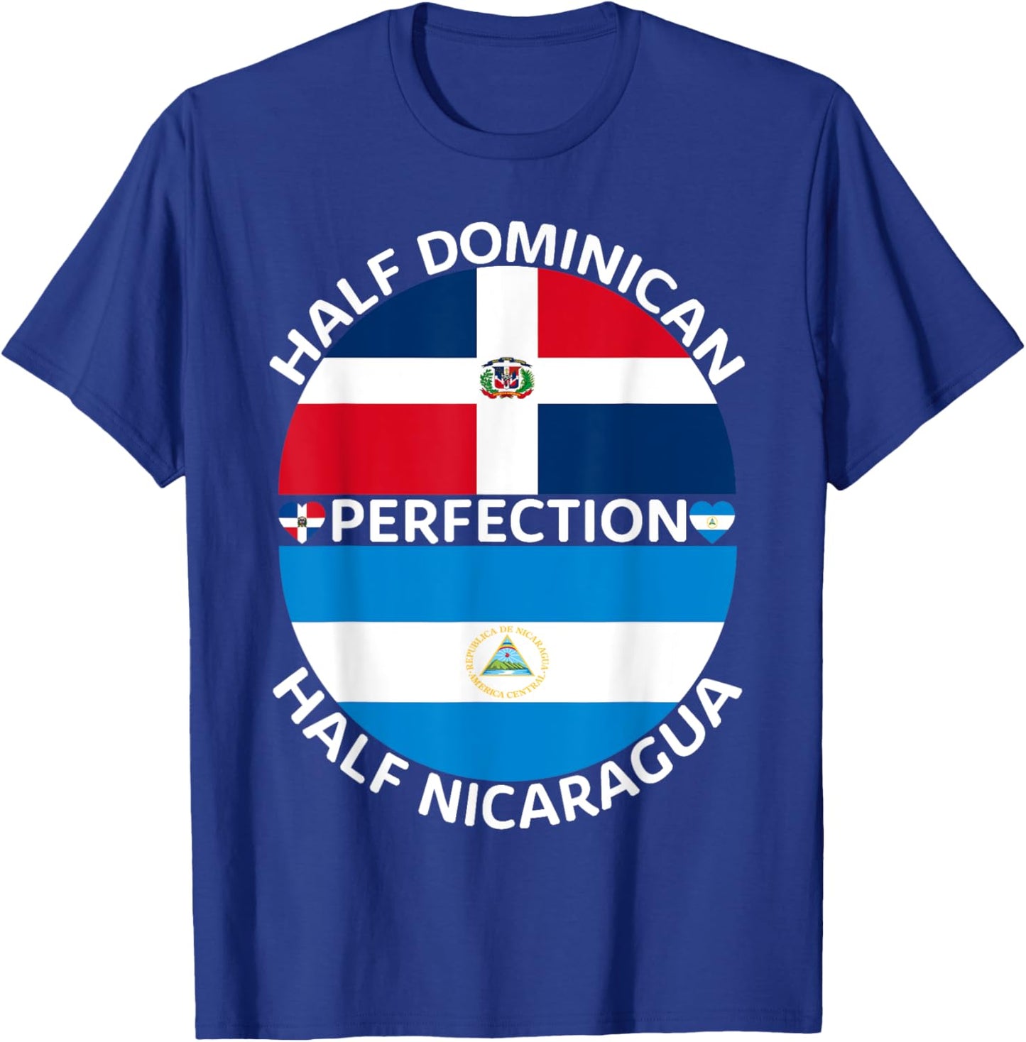 Half Nicaraguan Half Dominican Republic Nicaragua Flag Men T-Shirt - T-Shirt | Royal