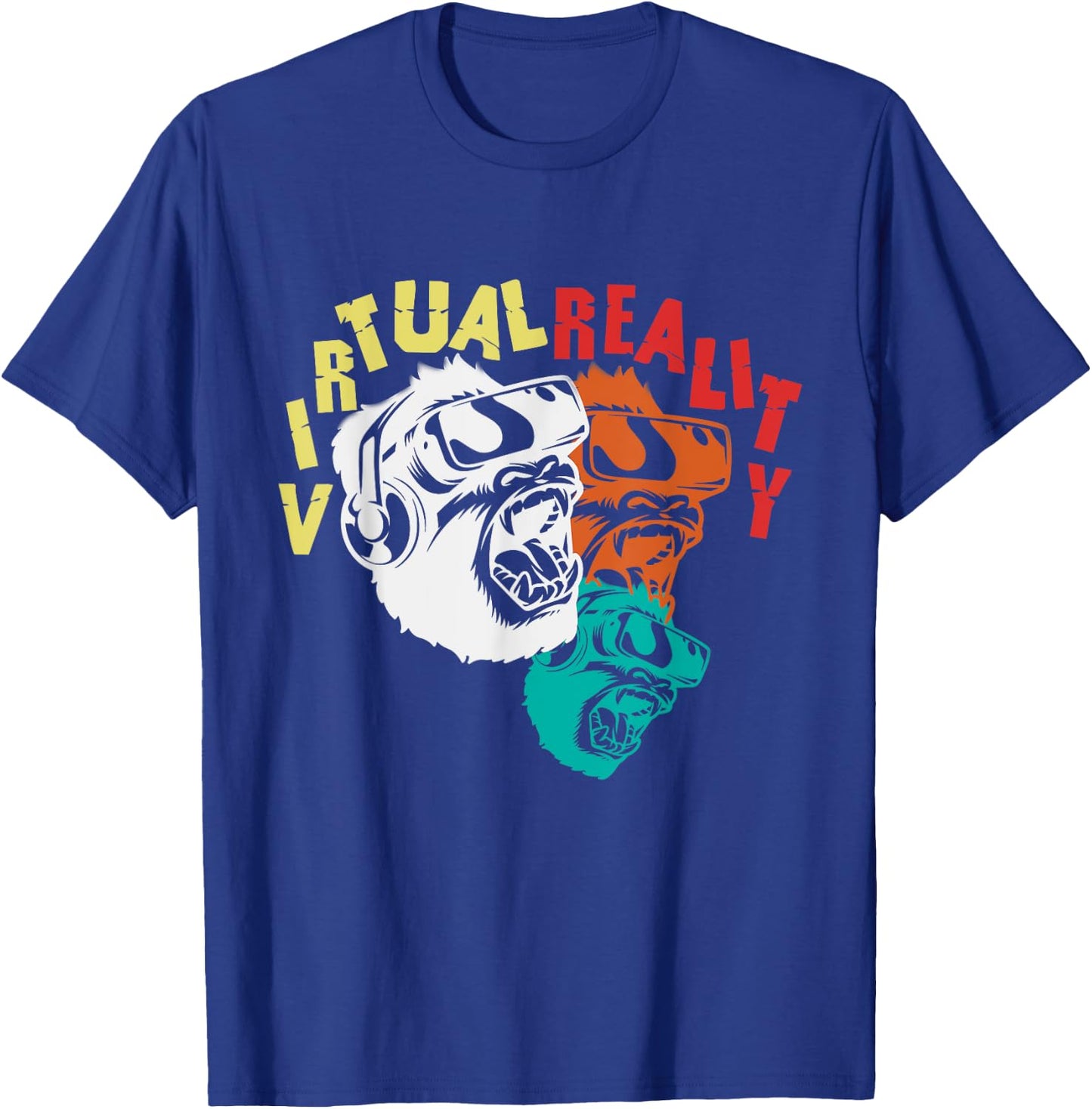 VR Virtual Reality Monkey Player Gamer Gorilla Gift T-Shirt - T-Shirt | Royal