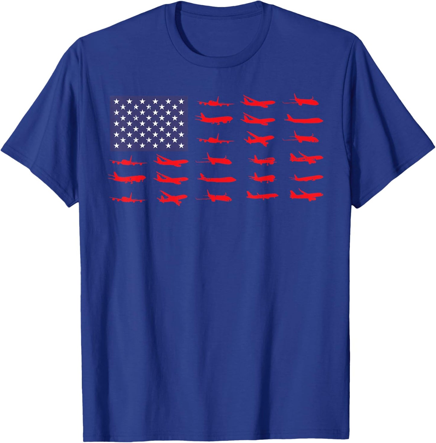 US Flag Airplanes Patriotic Aviation American Pilot Gift T-Shirt - T-Shirt | Royal