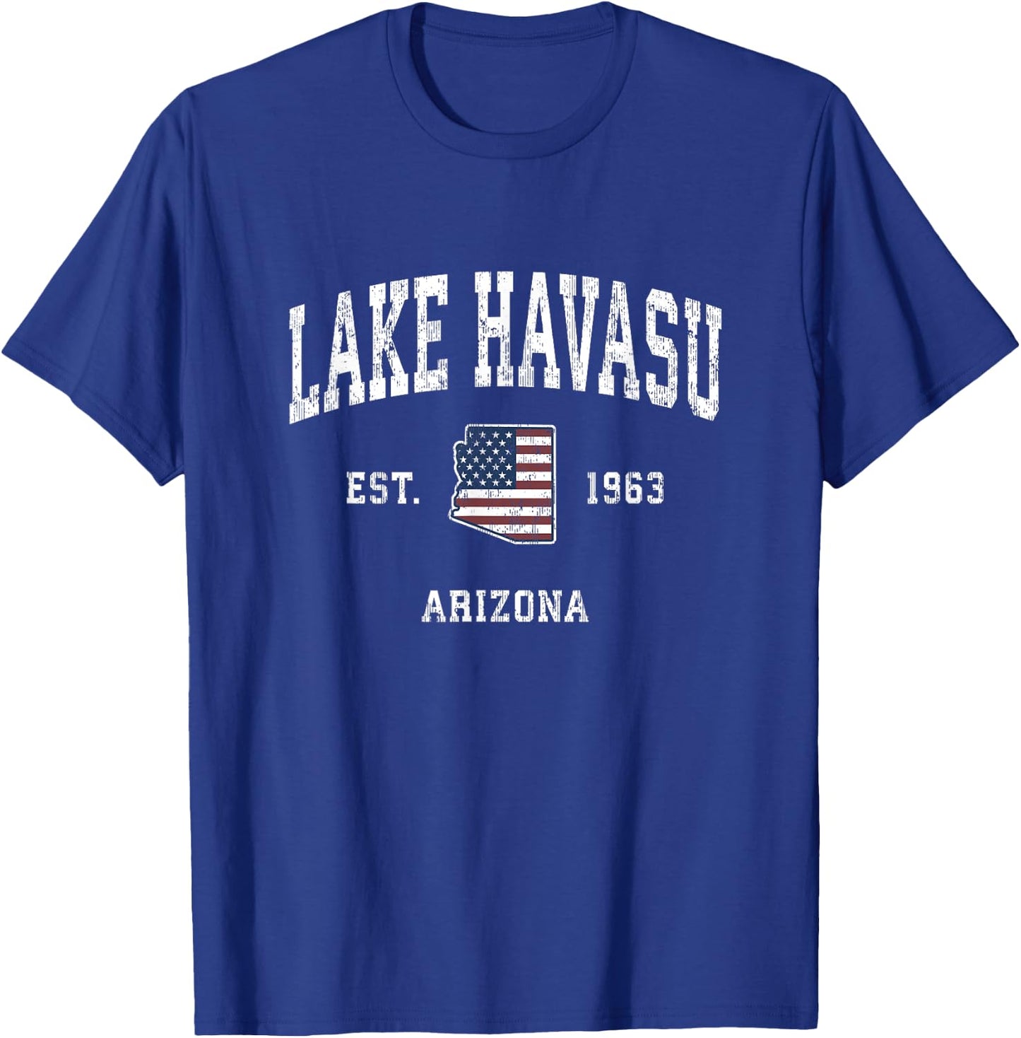 Lake Havasu Arizona AZ Vintage American Flag Sports Design T-Shirt - T-Shirt | Royal