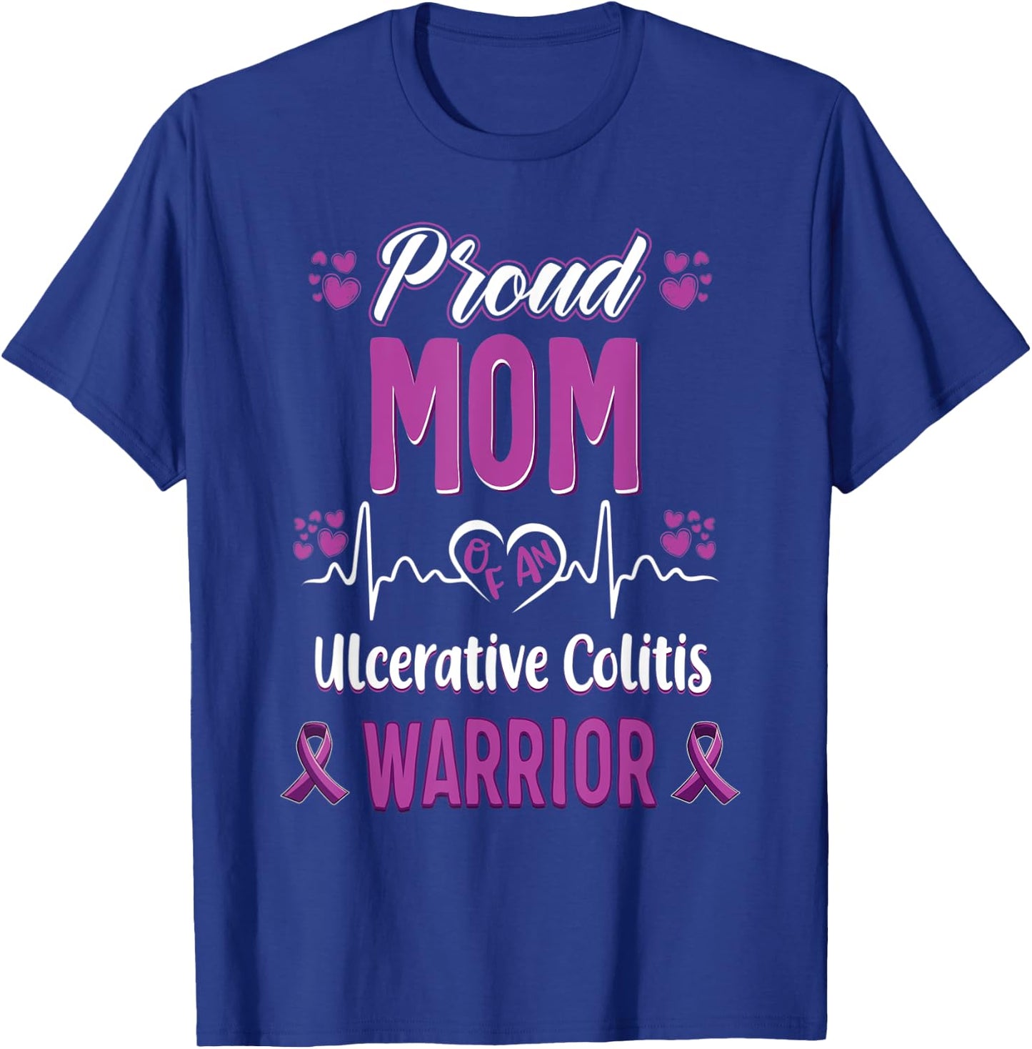 proud Mom ulcerative colitis warrior awareness ribbon T-Shirt - T-Shirt | Royal
