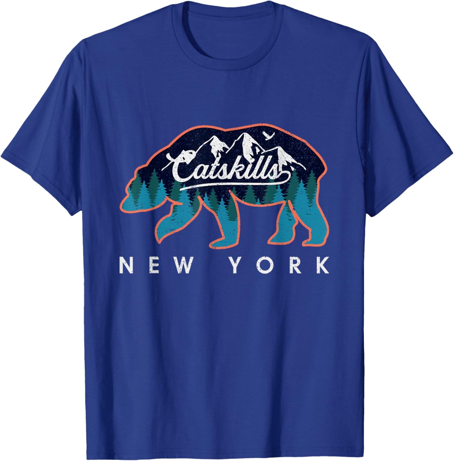 Catskill Mountains Inside A Bear Silhouette Vintage Outdoor T-Shirt - T-Shirt | Royal