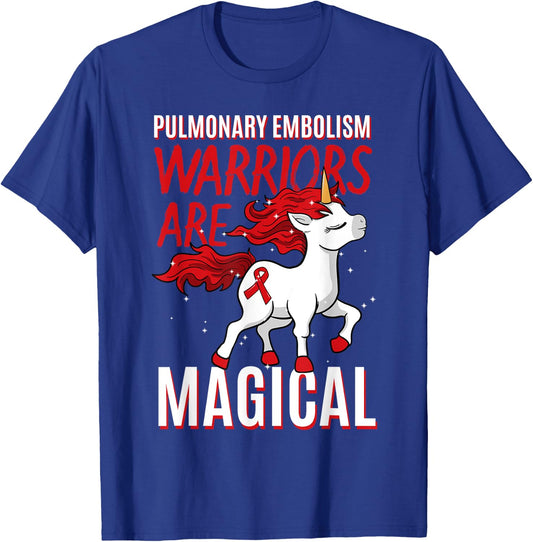 Pulmonary Embolism Awareness Warrior PE Unicorn Lover T-Shirt - T-Shirt | Royal