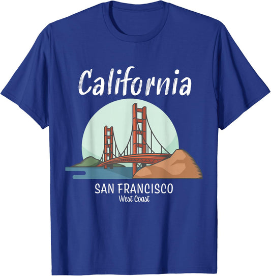 Golden Gate Bridge Gift Design | California | San Francisco T-Shirt - T-Shirt | Royal