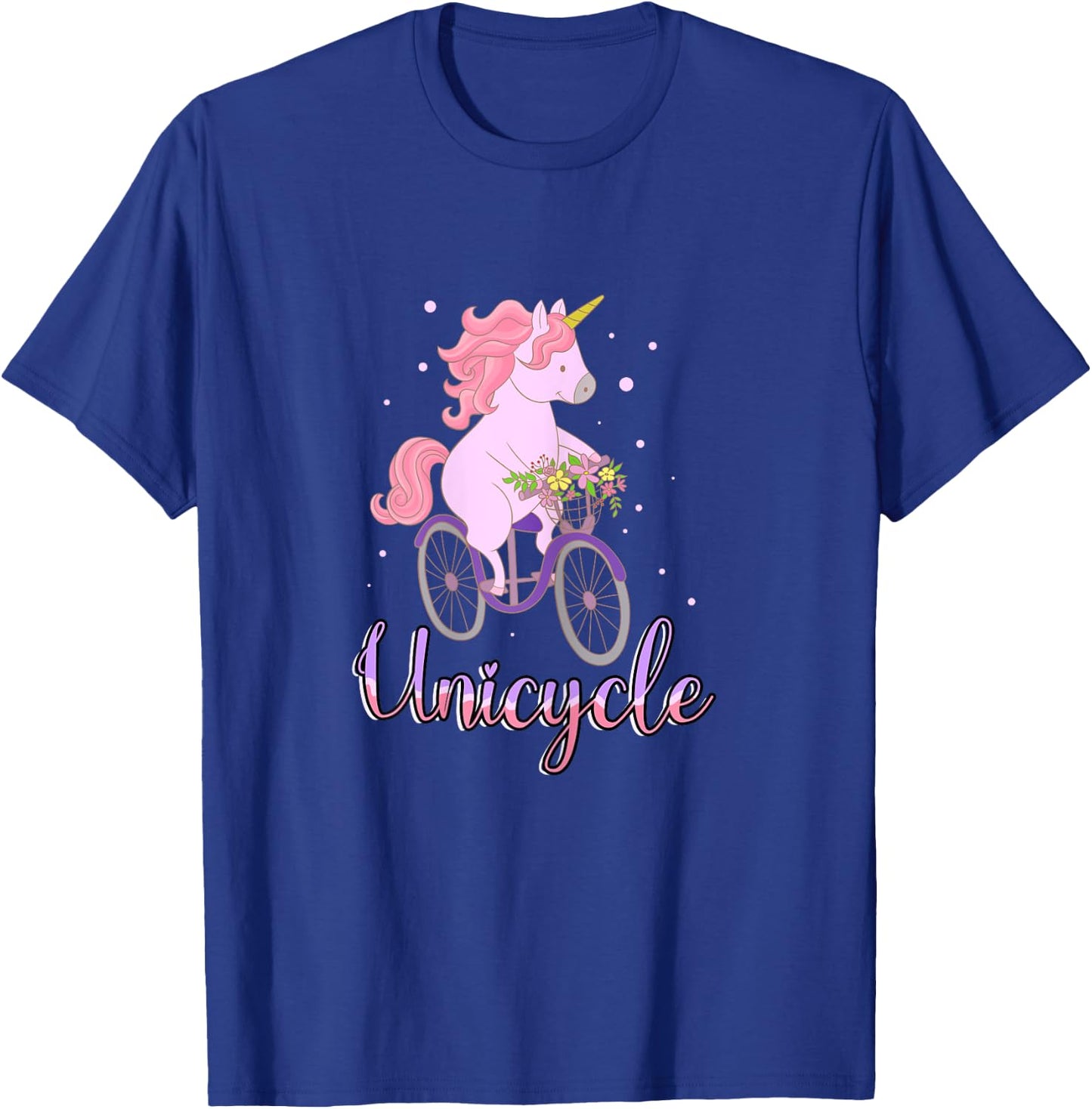 Unicorn Cute Horse Flowers Bike Biking Cycling Bicycle Gift T-Shirt - T-Shirt | Royal