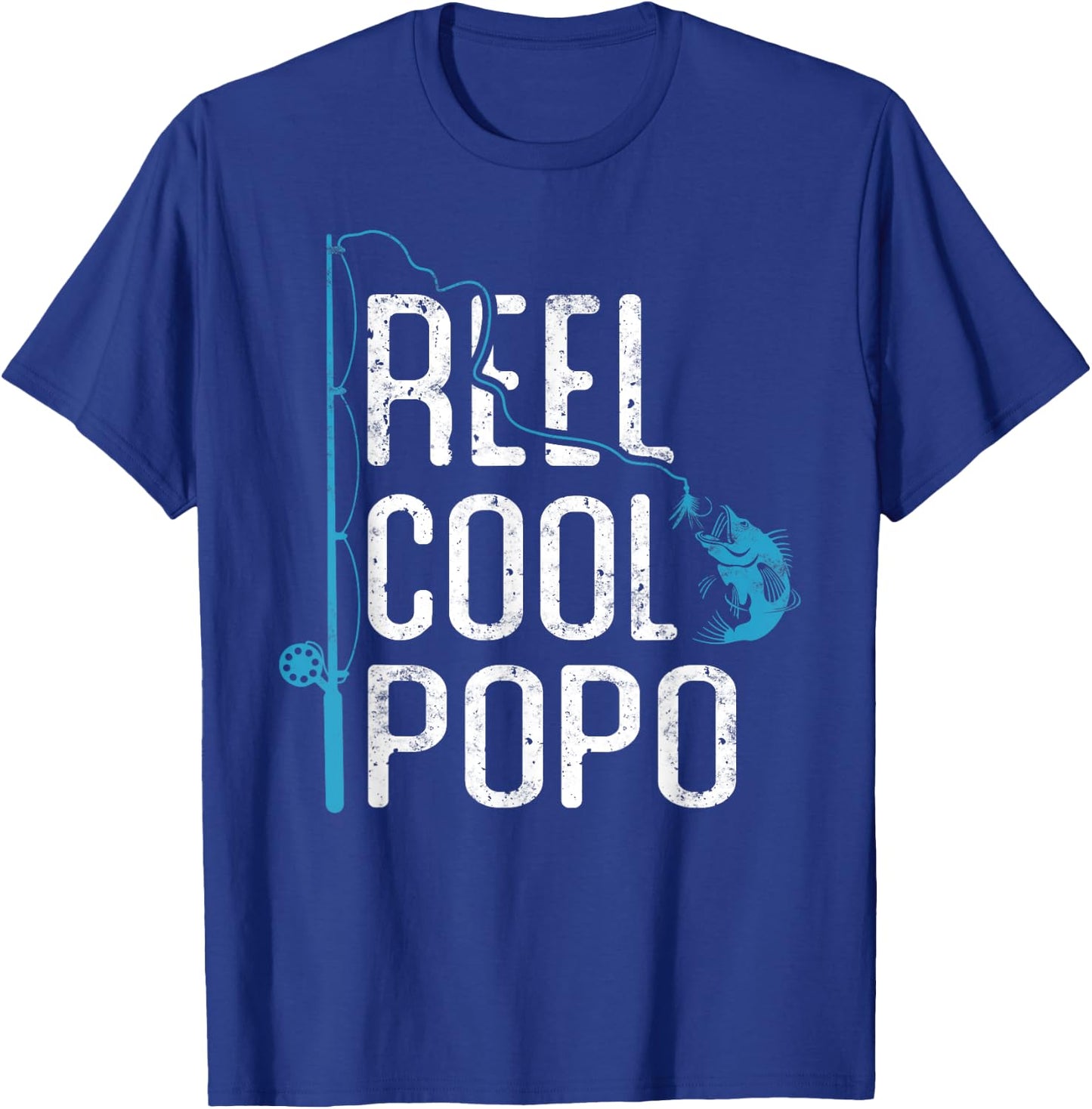 Reel cool Popo Fishing Father’s Day Gift Fisherman Popo T-Shirt - T-Shirt | Royal