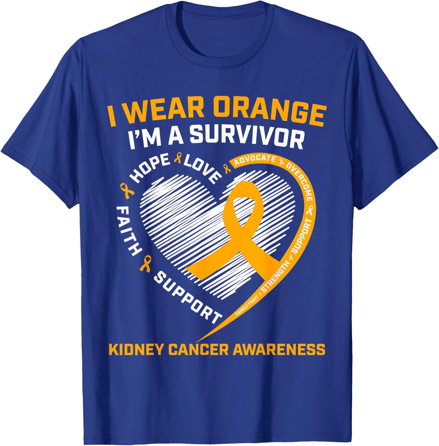 In March We Wear Orange Kidney Cancer Survivor Gifts Graphic T-Shirt - T-Shirt | Royal