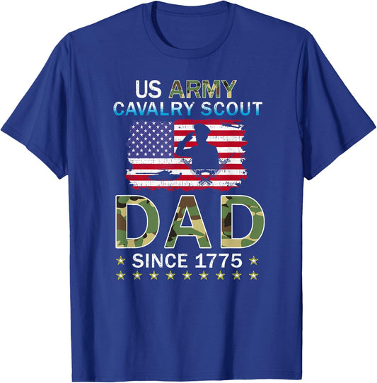 Proud Army Dad-Proud Cavalry Scout Dad Camouflage Army T-Shirt - T-Shirt | Royal