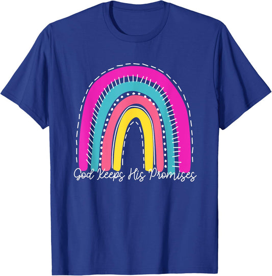 God Keeps His Promises Colorful Boho Rainbow Christian T-Shirt - T-Shirt | Royal