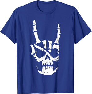 Hard Rock Skull Horn Hands Heavy Metal Gothic T-Shirt - T-Shirt | Royal