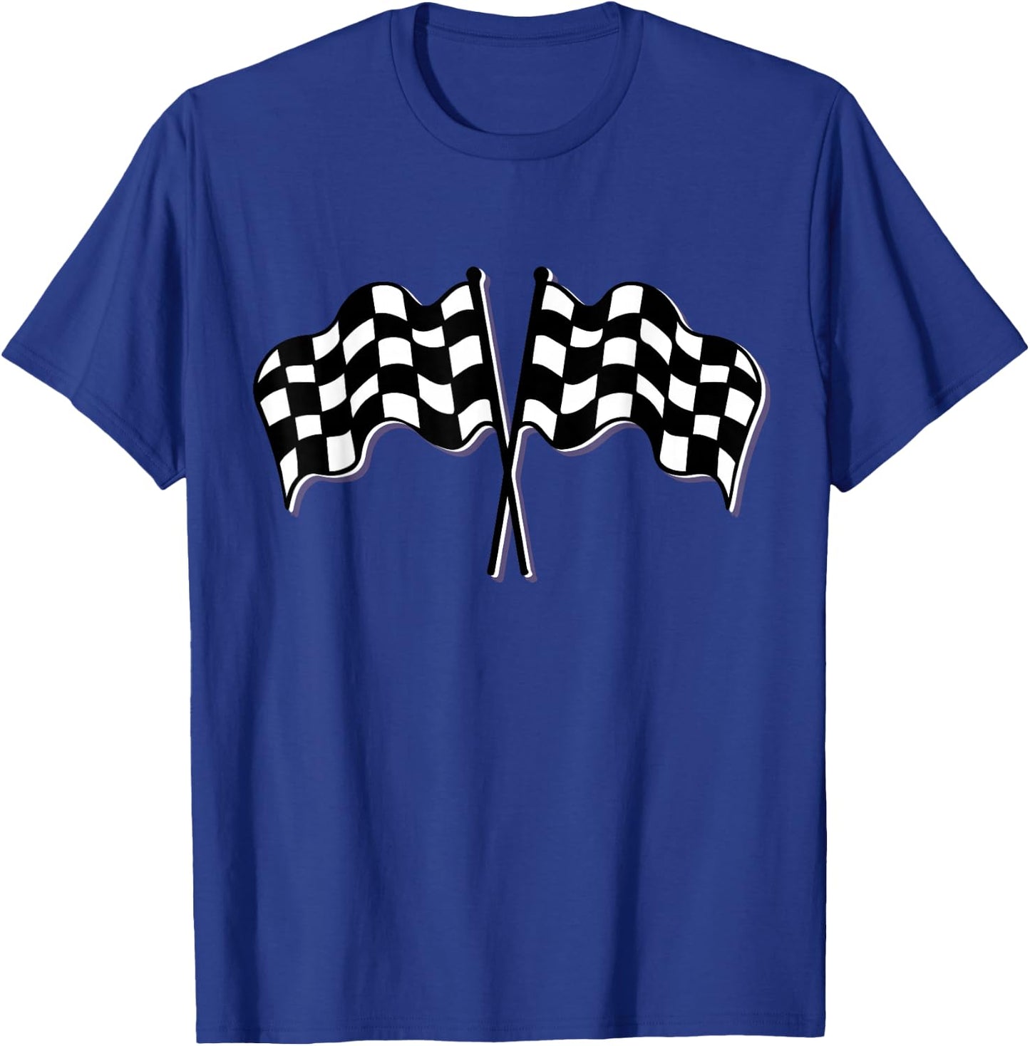Racing Car Checkered Finish Line Flag Automobile Motor Race T-Shirt - T-Shirt | Royal