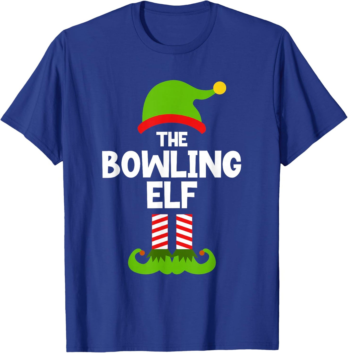 Funny The Bowling Elf Christmas Family Pajama Player Bowler T-Shirt - T-Shirt | Royal