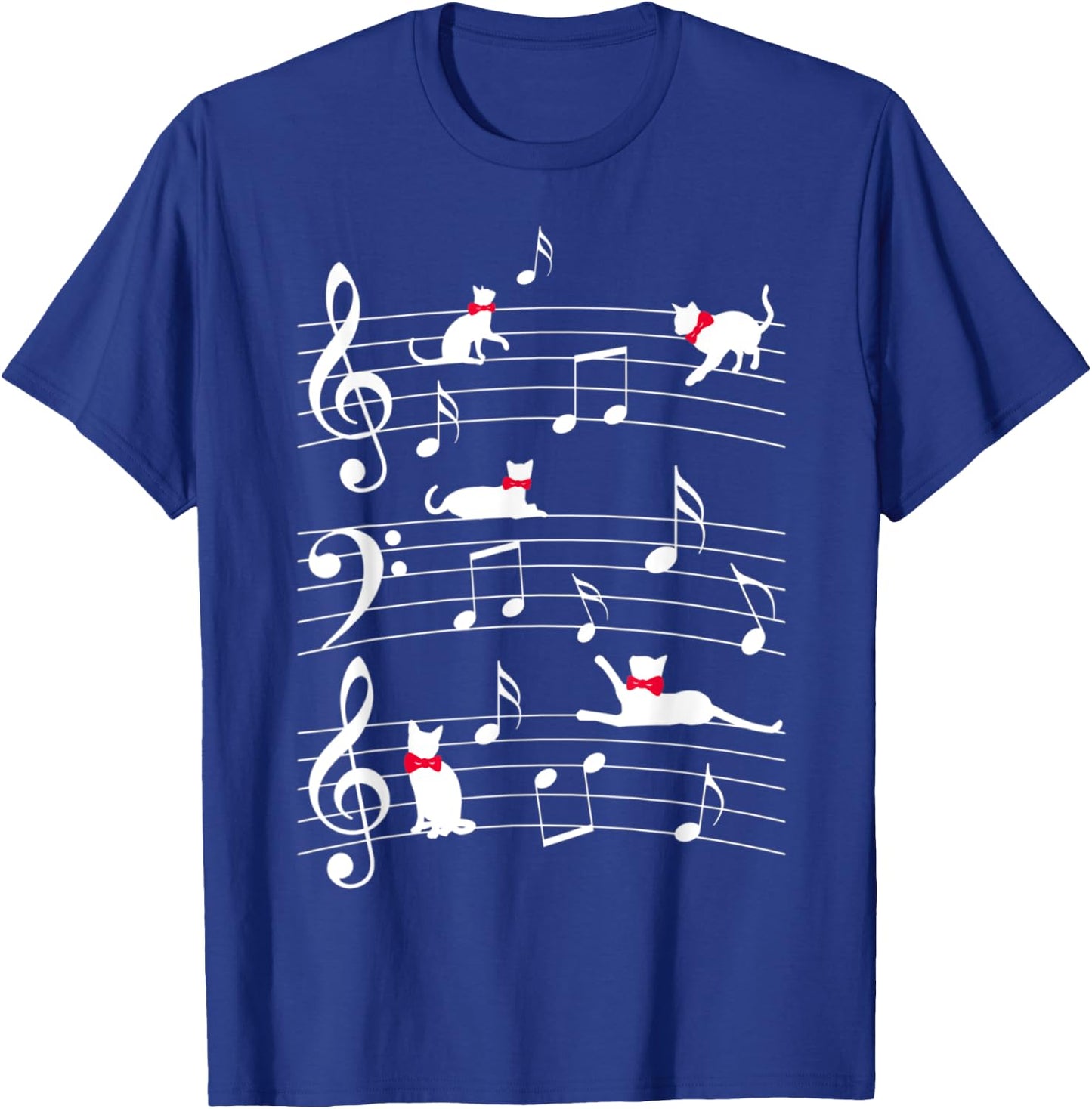 Cute catts play with music notes catt T-Shirt - T-Shirt | Royal